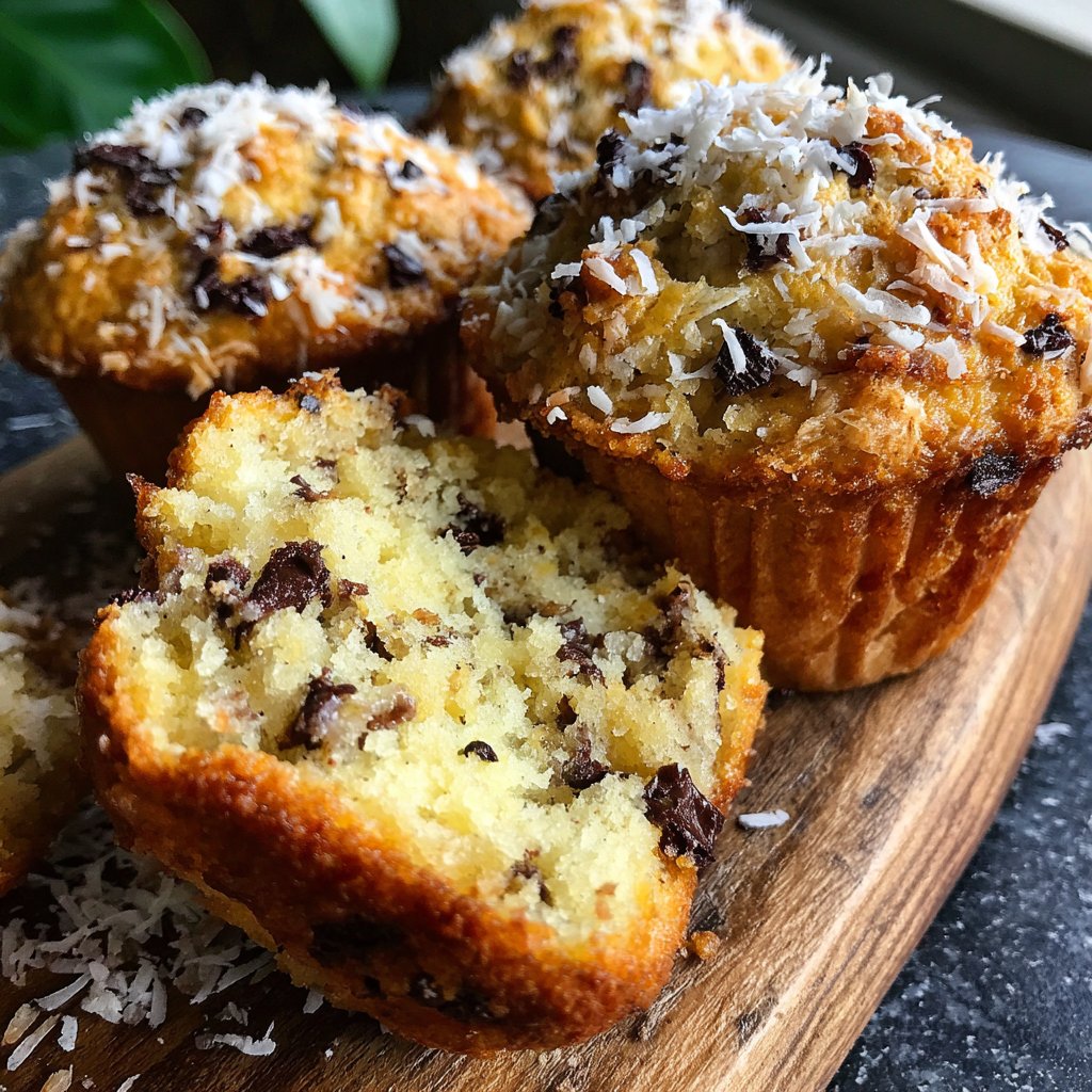 Muffins mit Kokosraspeln und Schokolade