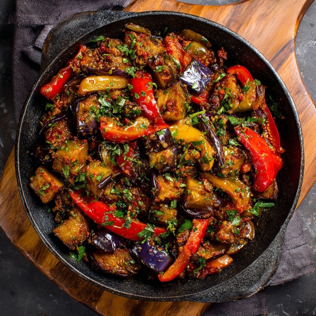 Vegetarische Auberginen Pfanne