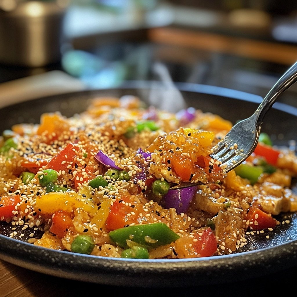 Gemüsepfanne mit Sesam