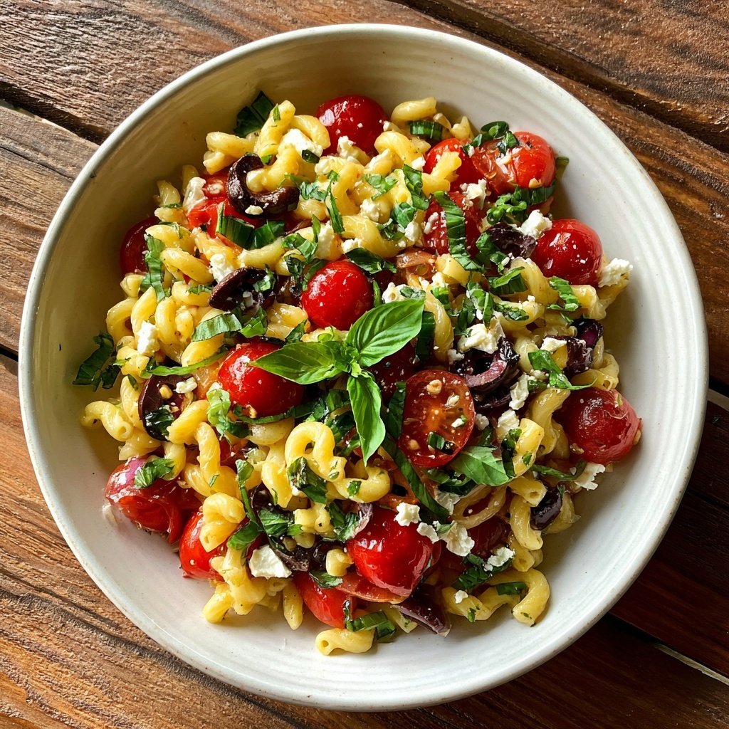Mediterraner Nudelsalat Mit Basilikum