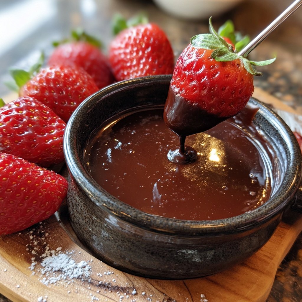Schokoladenfondue mit Erdbeeren