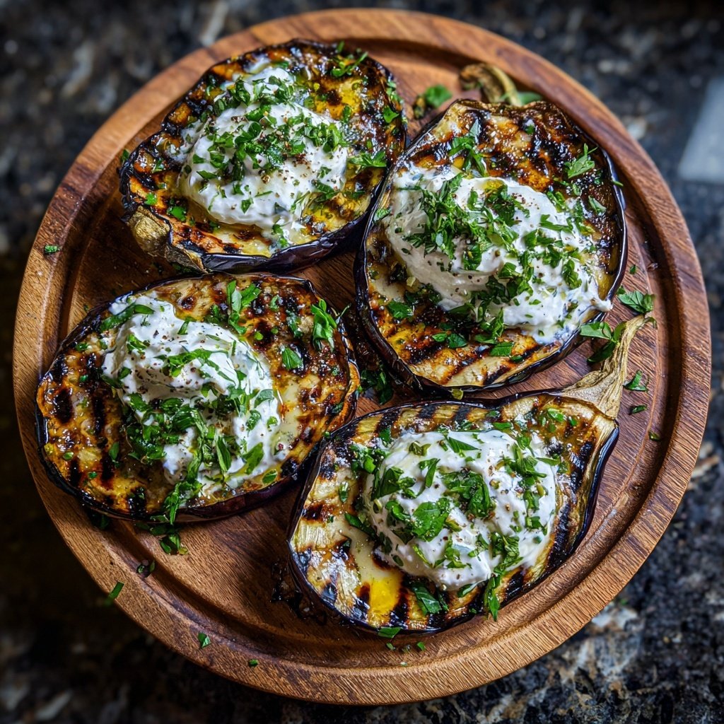 Gegrillte Auberginen Mit Joghurt Dip