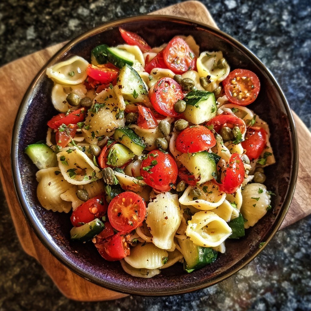 Mediterraner Nudelsalat Mit Kapern